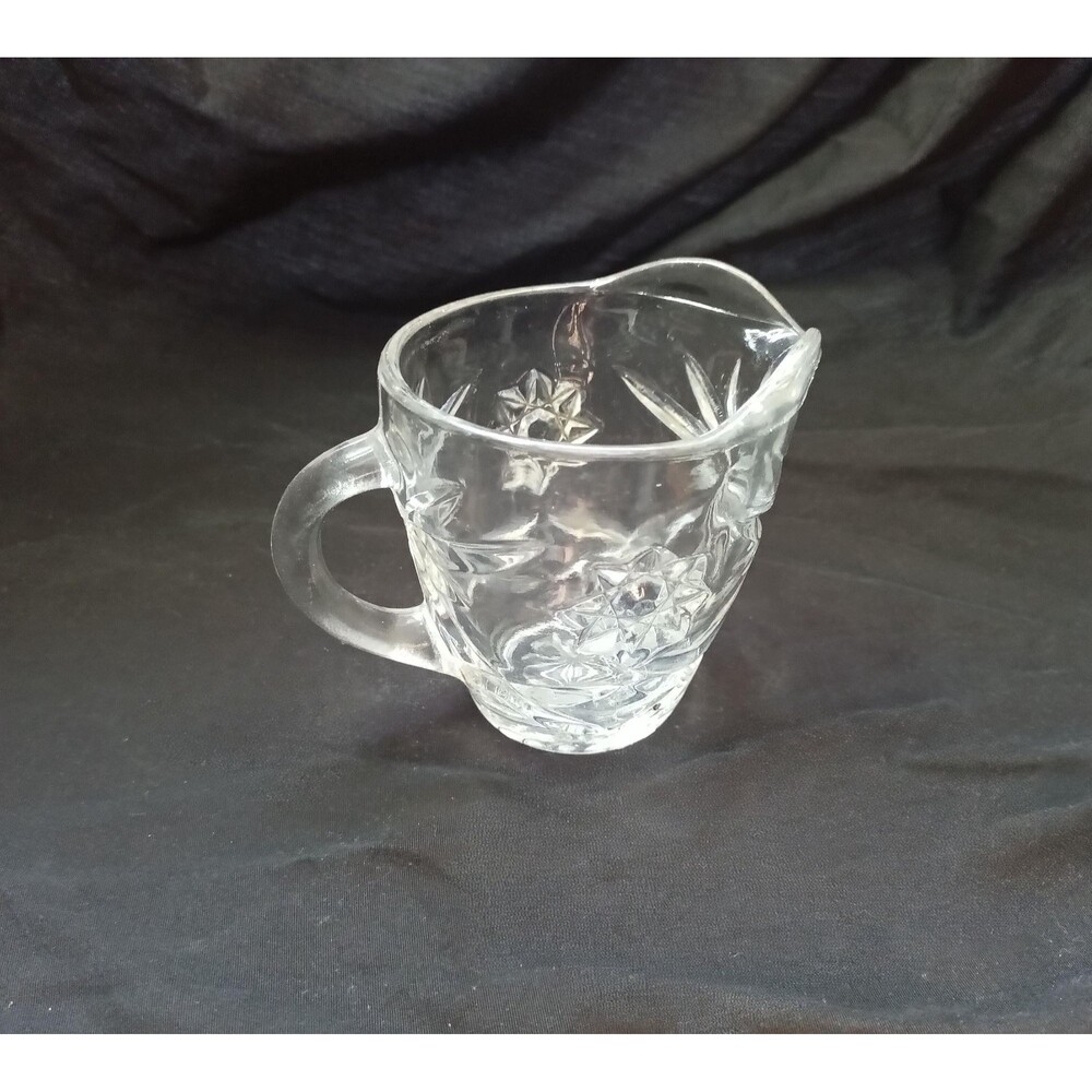 Vintage Anchor Hocking Prescott Star Pattern Clear Glass Creamer Cream Pitcher